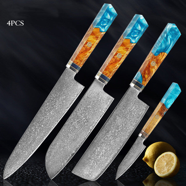Damascus Stainless Steel Kitchen Knife Set - 9PC